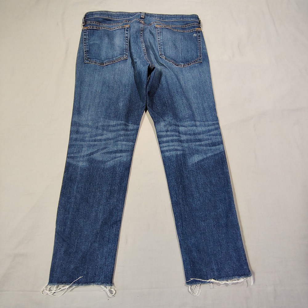 Rag and Bone Jeans Womens 33 Blue Mariposa Raw Hem Straight Leg Stretch USA - Picture 3 of 12